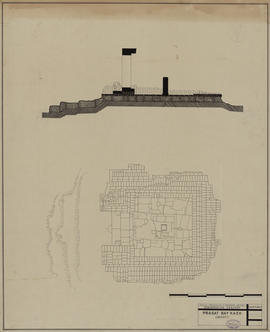 Prasat Bay Kaek Ouest - plan et coupe d'ensemble (Coupe, Plan).