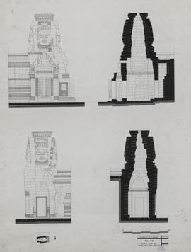 Bayon - 1e enc., éd. 50: faces O et N, coupes NS et EO (Coupe, Élévation).