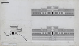 Angkor Vat - 2e enc., G II/E: faces N et S et coupe NS (Coupe, Élévation).