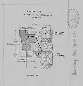 Bantay Srei - porte E, coupe sur linteau: ferraillage BA (Coupe).