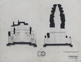 Bayon - 1e enc., ter. sup., avant-corps 14 et 15: coupe NS (Coupe).