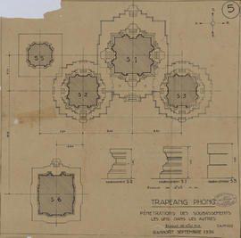 Pr. Trapeang Phong - tours centrales et biblio. SE: pénétration des soubassements et détails (Cou...