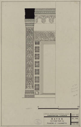 Bayon - 2e enc., tour 52, face S, pilastre, face E: colonnette (Élévation).