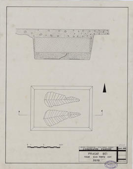 Prasat Bei - tour S, porte E: dépôt (Coupe, Plan).