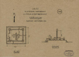 Lolei - plateforme supportant la stèle (Coupe, Plan).