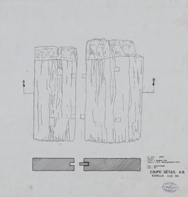 Angkor Vat (?) - Faux-plafond bois (Coupe, Plan).