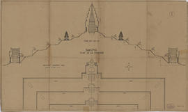 Bakong - 1e enc., pyramide: plan d'ensemble partie N et coupe EO (Plan).