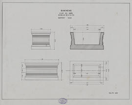 Phnom Bakheng - cuve en grès (Coupe, Élévation, Plan).