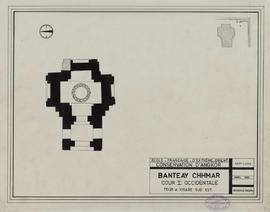 Banteay Chmar - 1e enc., cour I/O, tour à visages SE (Plan).