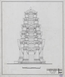 Prah Einkosei - tours restituées: face N, élévation d'ensemble (Élévation).