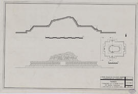 Takeo/ Baray Oriental - digue O, ter.: coupe NS et face O (Coupe, Élévation).