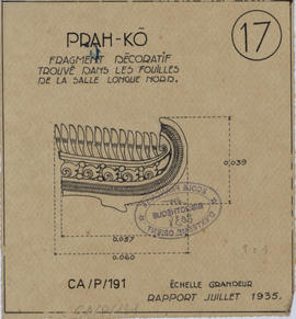 Prah Ko - 2e enc., salle longue N, frgt. décoratifs (Élévation).