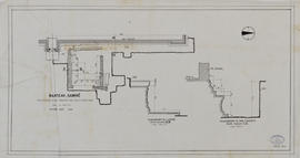 Bantay Samre - ext. 2e enc., face E, moitié N: fouilles (Coupe, Plan).