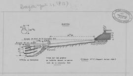 Bayon - ext. 2e enc., chaussée E, perron N: coupe sur gradin en latérite (Coupe).