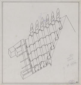 Indéterminé - reconstitution de la mise en place des tuiles de noue (Axonométrie).