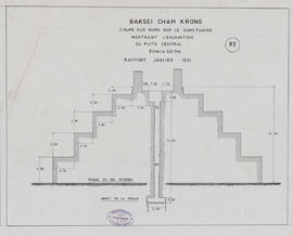 Baksei Chamkrong - tour centrale: coupe du puits (Coupe).