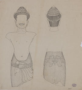 Pr. Chak - sanctuaire N: corps masculin et tête (Élévation).