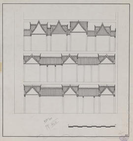 Bayon - 1e enc., gal. ext. E, aile S, panneau S: bas-reliefs (Élévation).