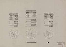 Phnom Krom - tours sanctuaires: couronnements (Coupe, Élévation, Plan).