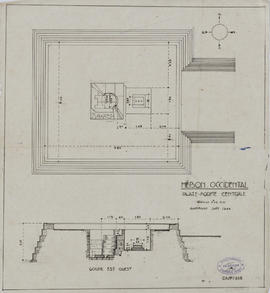 Mebon Occidental - plateforme centrale (Coupe, Plan).