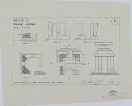 Pr. Komnap (Pr. Prei Prasat) - édicule en latérite (Détails, Élévation, Plan).