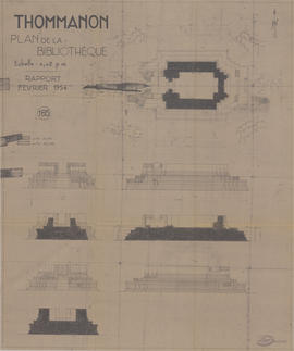 Thommanon - Bibliothèque (Élévation, Plan).