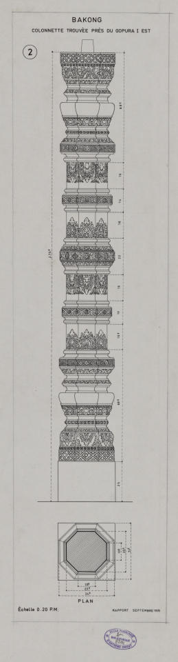 Bakong - G I/E: colonnette (Élévation, Plan).