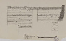 Bayon - 2e enc., aile E, moitié N, au pied de galerie I/E, sondages By 2a et 2b: coupe stratigrap...