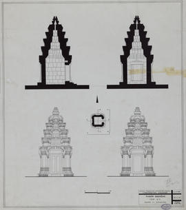 Phnom Bakheng - 1e enc., tour B12 (Coupe, Élévation).