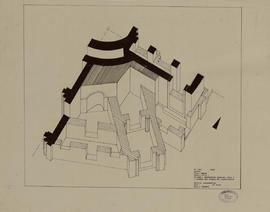 Bayon - 1e enc., tour centrale et tour 1: schéma des étapes de construction (Axonométrie).